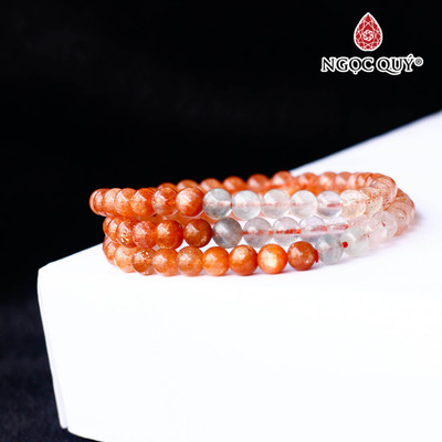 Vòng tay 3line đá sunstone hạt 5mm - Ngọc Quý