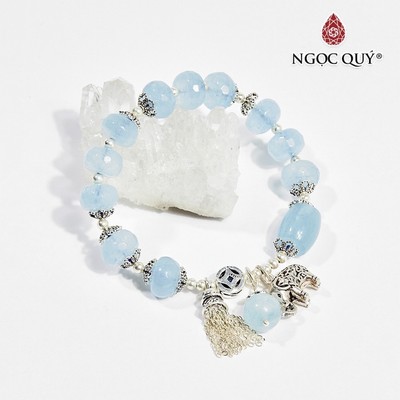 Vòng Tay Aquamarine  Charm Voi Mẫu VC0299 - Ngọc Quý