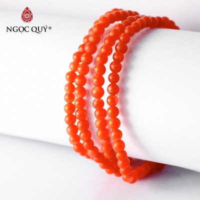 Vòng tay hạt trơn đá mã não Ngọc Nam Hồng nhám- Ngọc Quý