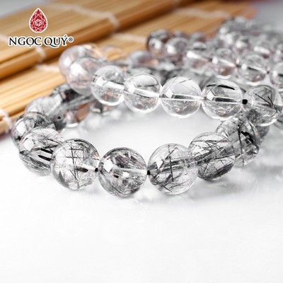 Vòng tay hạt trơn đá Rutilated Quartz cao cấp ít tóc - Ngọc Quý