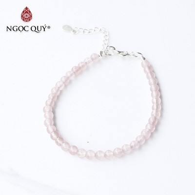 Vòng Thạch Anh Hồng hạt mini khóa S925 Mẫu VC1140  - Ngọc Quý
