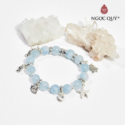 Vòng tay đá hải lam ngọc - Aquamarine charm đại dương Mẫu VC0300 - Ngọc Quý