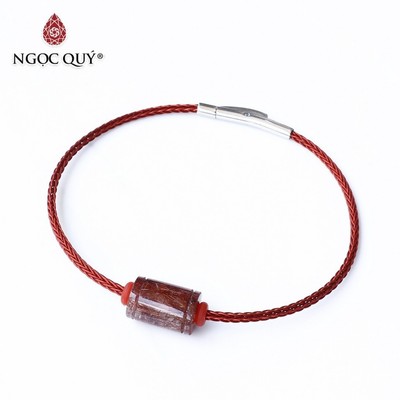 Vòng tay dây thép lu thống đá thạch anh tóc đỏ - Ngọc Quý