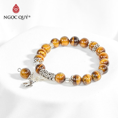 Vòng tay đá thiên nhiên phối charm S925 hồ ly 9 đuôi Mẫu VC0121 - Ngọc Quý