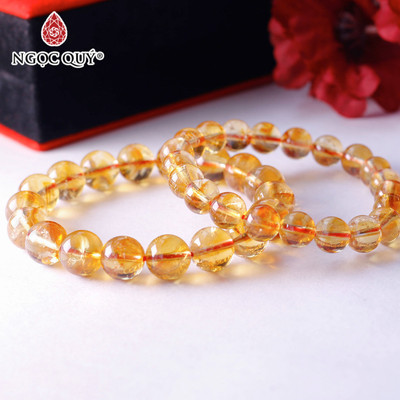 Vòng tay hạt trơn đá citrine - Ngọc Quý