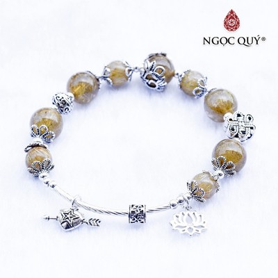 Vòng thạch anh tóc vàng phối charm S925 Mẫu VC0705 - Ngọc Quý