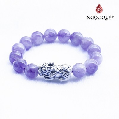 Vòng Thạch Anh Tím ngọc phối tỳ hưu S925 Mẫu VC0749 - Ngọc Qúy