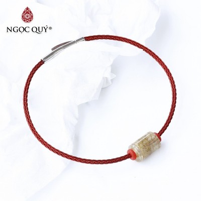 Vòng tay dây thép lu thống đá thạch anh tóc vàng - Ngọc Quý