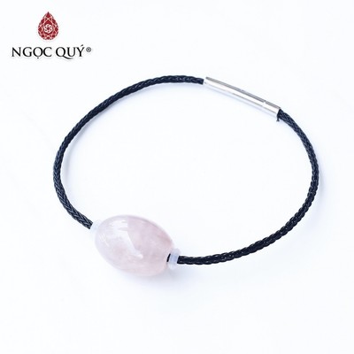 Vòng dây thép đá Thạch Anh Hồng - Ngọc Quý