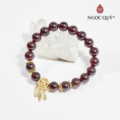 Vòng tay Garnet charm dreamcatcher mạ vàng Mẫu VC0334 - Ngọc Quý