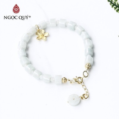 Vòng cẩm thạch phỉ thúy phối charm S925 mạ vàng Mẫu VC1111 - Ngọc Quý
