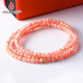  Vòng tay đá đào hoa Rhodochrosite hạt 4mm - Ngọcc Quý 
