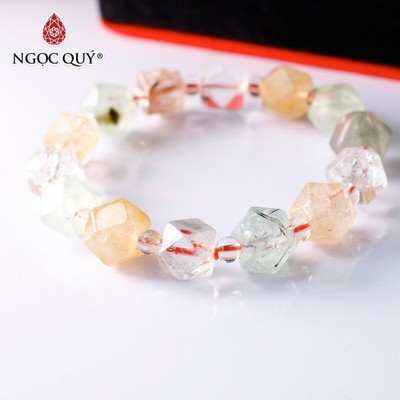 Vòng đá Rutilated Quartz dạng hạt facet - Ngọc Quý