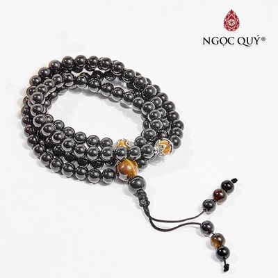 Vòng chuỗi 108 hạt đá obsidian - Ngọc Quý