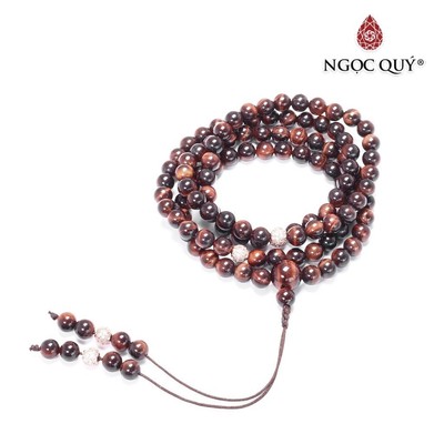 Chuỗi 108 hạt TA mắt hổ nâu đỏ - Ngọc Quý