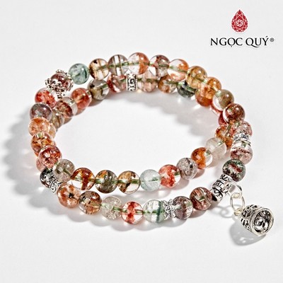 Vòng 2 line thạch anh ưu linh đa sắc phối charm chuông S925 Mẫu VC0479 - Ngọc Quý