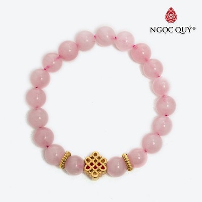 Vòng tay Thạch Anh Hồng charm kết đồng tâm Mẫu VC0128 - Ngọc Quý