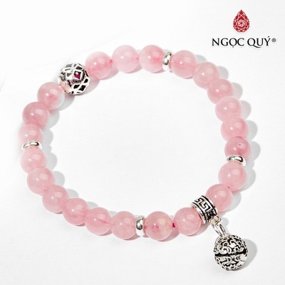 Vòng Thạch Anh Hồng phối charm chuông Mẫu VC0847 - Ngọc Quý
