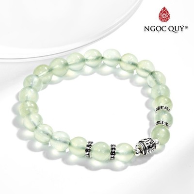 Vòng tay thạch anh xanh phối charm lục tự S925 Mẫu VC0826 - Ngọc Quý