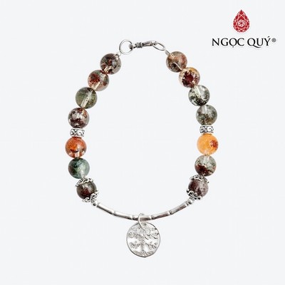 Vòng tay thạch anh ưu linh đa sắc charm cây S925 Mẫu VC0512 - Ngọc Quý
