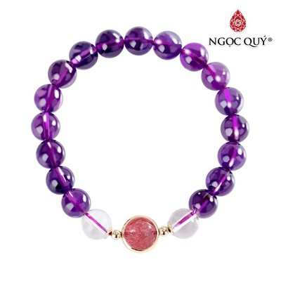 Vòng tay Thạch Anh Tím phối & dâu đỏ Mẫu VC1058 - Ngọc Quý