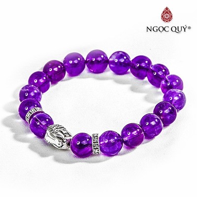 Vòng tay đá Thạch Anh Tím phối charm phật Mẫu VC0102 - Ngọc Quý