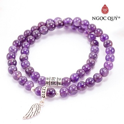 Vòng 2 line Thạch Anh Tím phối charm S925 Mẫu VC0831 - Ngọc Quý