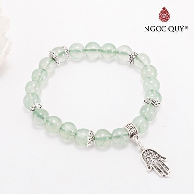 Vòng thạch anh xanh phối charm S925 Mẫu VC0809 - Ngọc Quý