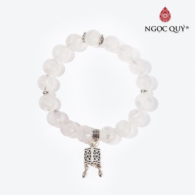 Vòng tay thạch anh ưu linh trắng phối charm lồng đèn Mẫu VC0486 - Ngọc Qúy