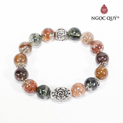 Vòng thạch anh ưu linh đa sắc phối charm hoa S925 Mẫu VC0482 - Ngọc Quý