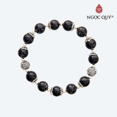 Vòng tay thạch anh tóc đen charm S925 Mẫu VC0642 - Ngọc Quý