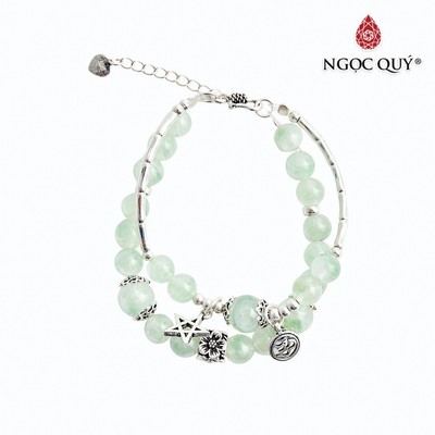 Vòng tay đôi thạch anh xanh charm sao Mẫu VC0877 - Ngọc Quý