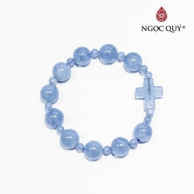 Vòng mân côi Aquamarine phối charm Mẫu VC1141 - Ngọc Quý