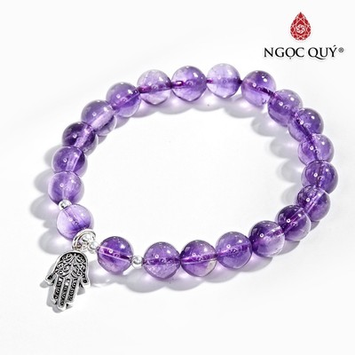 Vòng tay đá Thạch Anh Tím phối bàn tay hamsa S925 Mẫu VC0138 - Ngọc Quý