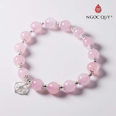 Vòng tay Thạch Anh Hồng phối charm bánh xe Mẫu VC1035 - Ngọc Quý