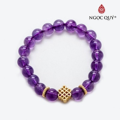Vòng tay Thạch Anh Tím charm kết đồng tâm Mẫu VC0128 - Ngọc Quý