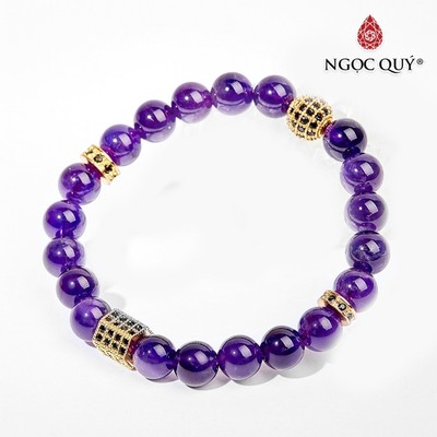 Vòng tay Thạch Anh Tím phối charm đính đá Mẫu VC0134 - Ngọc Quý
