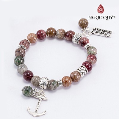 Vòng thạch anh ưu linh đa sắc phối charm S925 Mẫu VC048 - Ngọc Quý
