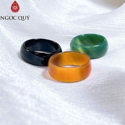 Nhẫn mã não bản 8mm dày 2mm ± 1mm  - Ngọc Quý