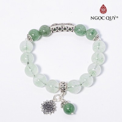 Vòng thạch anh ưu linh xanh phối charm hoa Mẫu VC0501 - Ngọc Quý