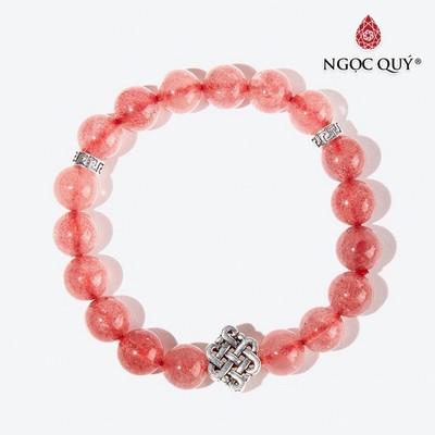 Vòng tay thạch anh dâu phối charm kết đồng tâm Mẫu VC0758 - Ngọc Quý