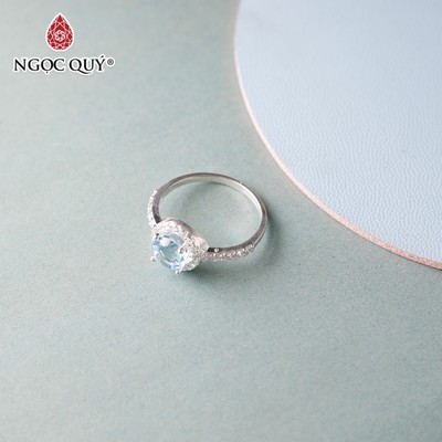 Nhẫn S925 hạt đá Aqmr - Ngọc Quý