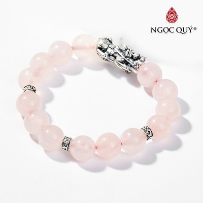 Vòng tay đá Thạch Anh Hồng charm tỳ hưu Mẫu VC0136 - Ngọc Quý
