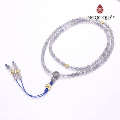 Vòng chuỗi 108 hạt đá xà cừ xám- Ngọc Quý