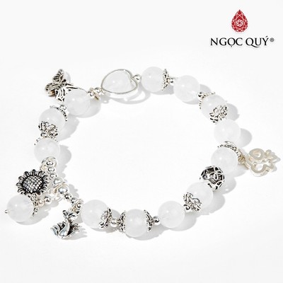 Vòng thạch anh ưu linh trắng phối charm S925 Mẫu VC0488 - Ngọc Quý