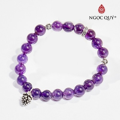 Vòng tay Thạch Anh Tím charm trái thông Mẫu VC0892 - Ngọc Quý