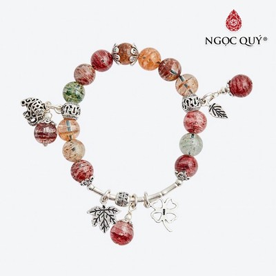 Vòng tay thạch anh ưu linh đa sắc charm voi Mẫu VC0517 - Ngọc Quý