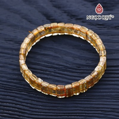 Vòng tay bản đá Rutilated Quartz sợi tóc vàng - Ngọc Quý