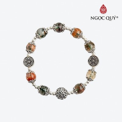Vòng tay thạch anh ưu linh đa sắc charm hoa Mẫu VC0477 - Ngọc Quý