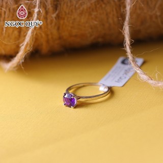 Nhẫn S925 mỏng thạch anh tím - Ngọc Quý